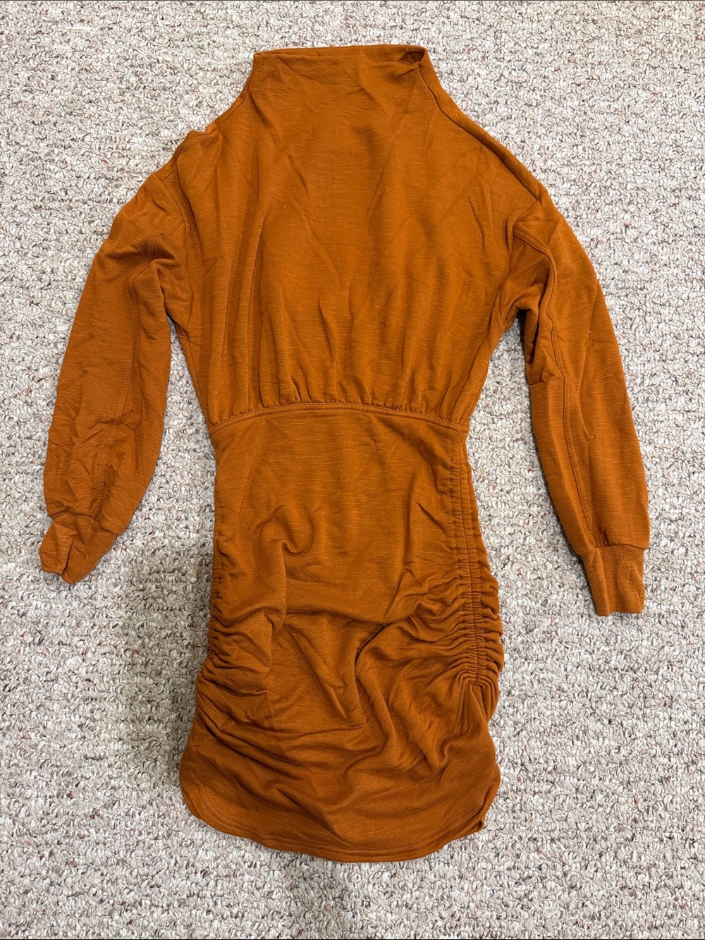 Women’s Rust Long-Sleeve Ruched Waist Dress